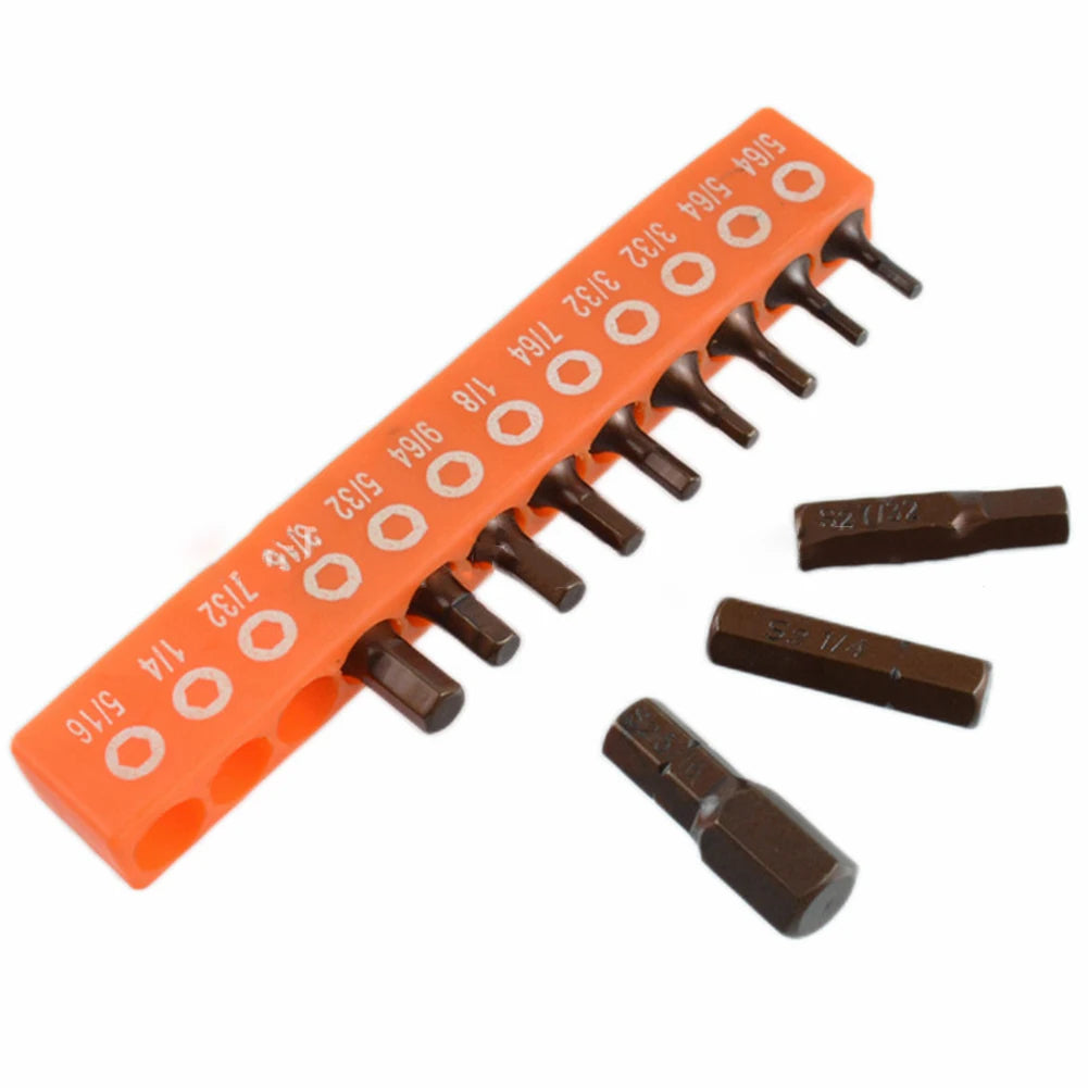12/24pc Hex Screwdriver Bit Set | Alloy Steel Magnetic 25mm 1/4in Hex Shank Bit Set for detail view