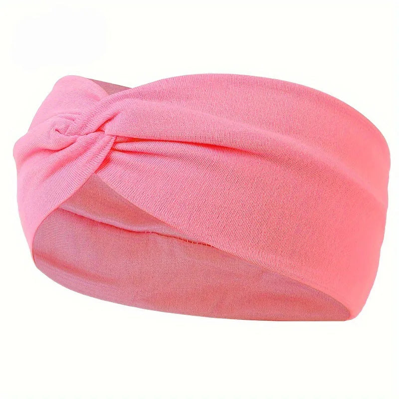 Solid Color Knotted Hairband Elastic Wide Headband Women Unisex Sports Yoga Running C alternate view