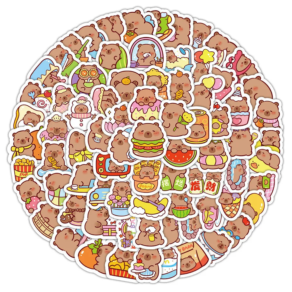 102Pcs Capibara Foldable Sticker Set | Cute Rodent Decor for Journal, Laptop and Gift alternate view