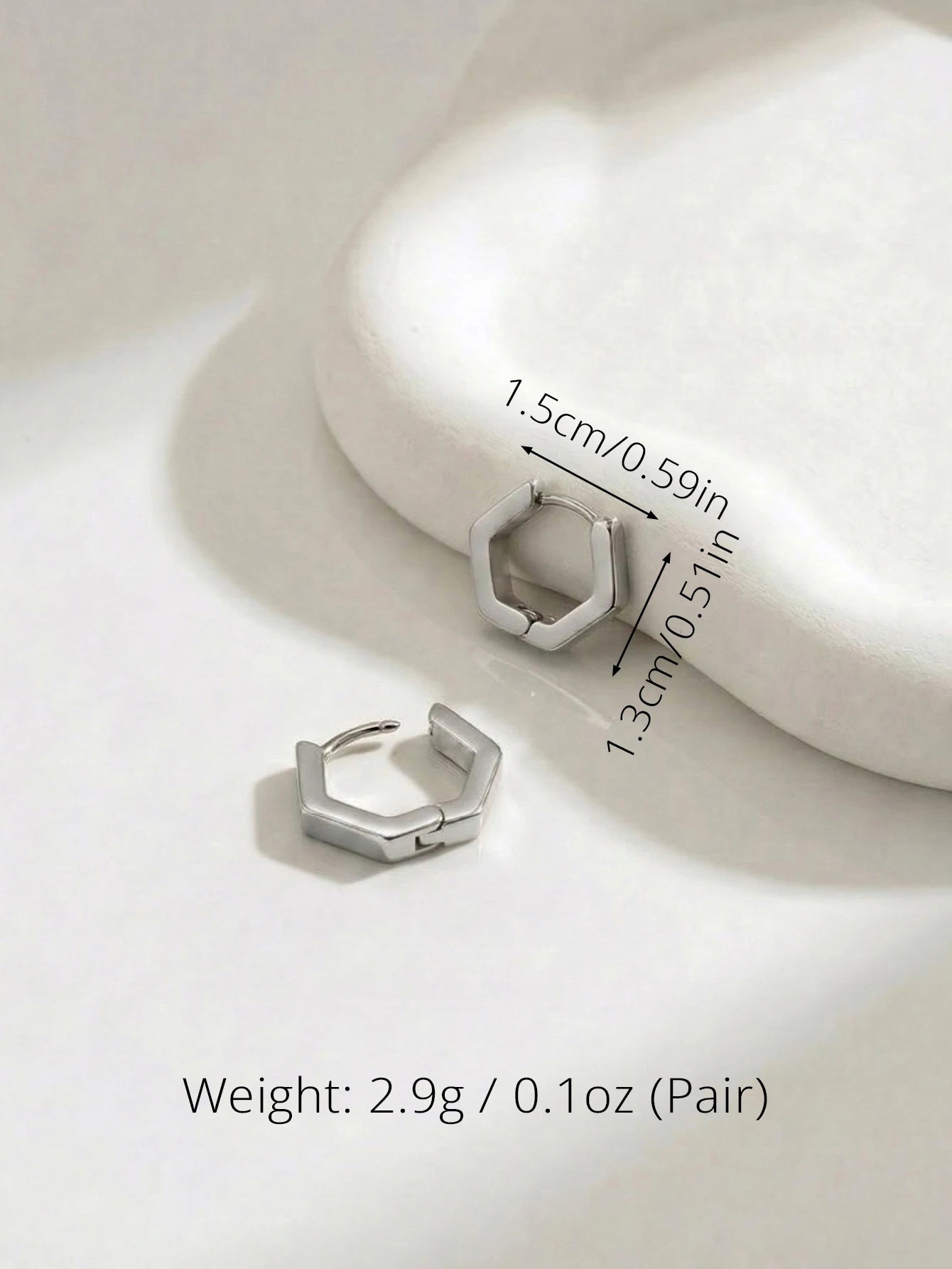 Unisex Stainless Steel Rectangular Hoop Earrings for Men Women Punk Rock Triangle Hug lifestyle view