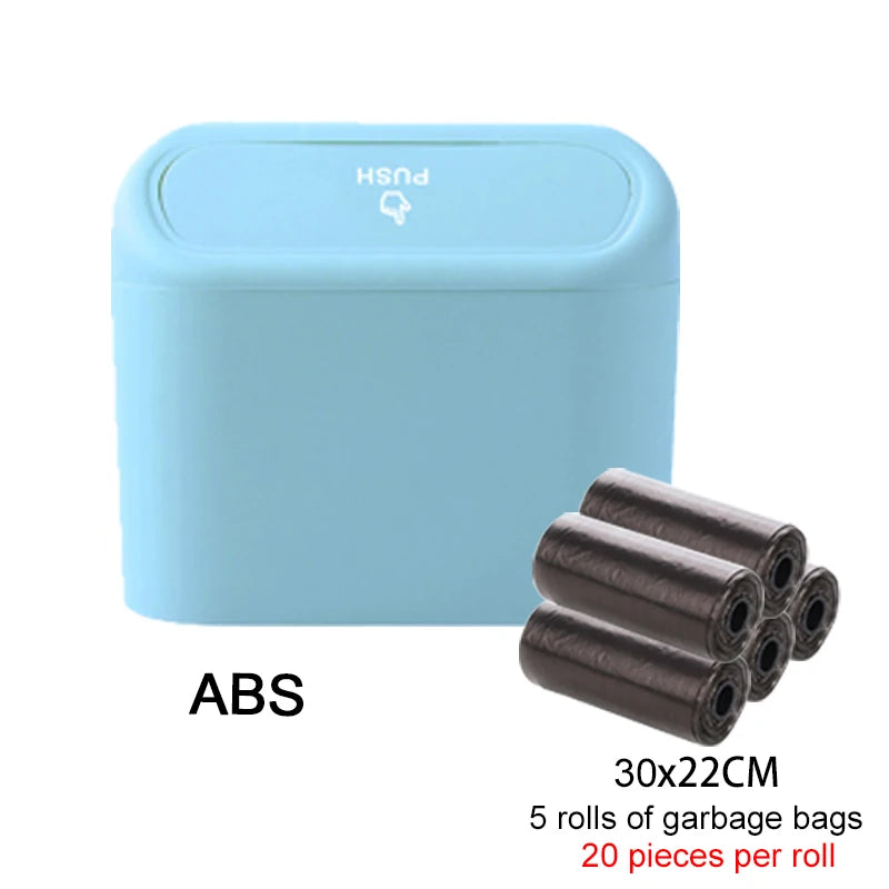 Car Trash Can Hanging Dustbin Garbage Box with Lid Car Interior Storage Case Trash Do alternate view