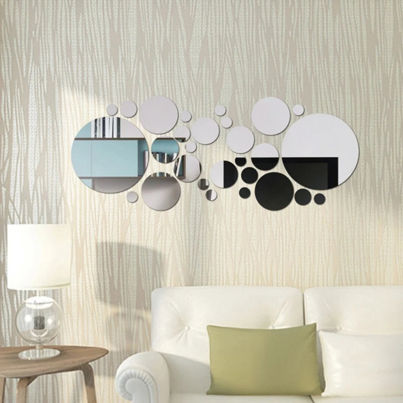 26pcs Round Acrylic Mirror Stickers | Self-Adhesive Removable Wall Decor for Bathroom lifestyle view