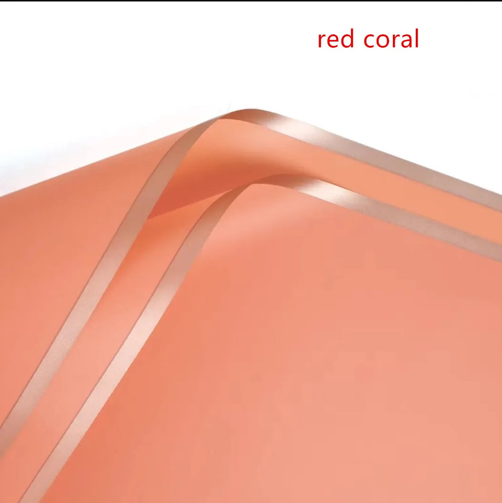 Golden Border Rose Wrapping Paper 5 Pack | Half Transparent Korean Style Gift Packing alternate view