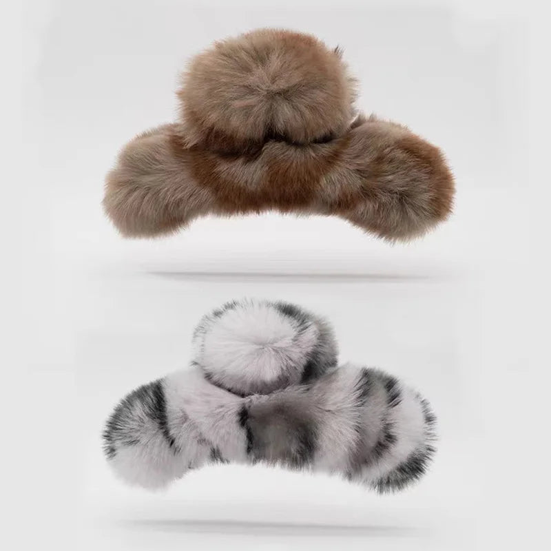 Plush Hair Clip, Cotton, 2 Pcs