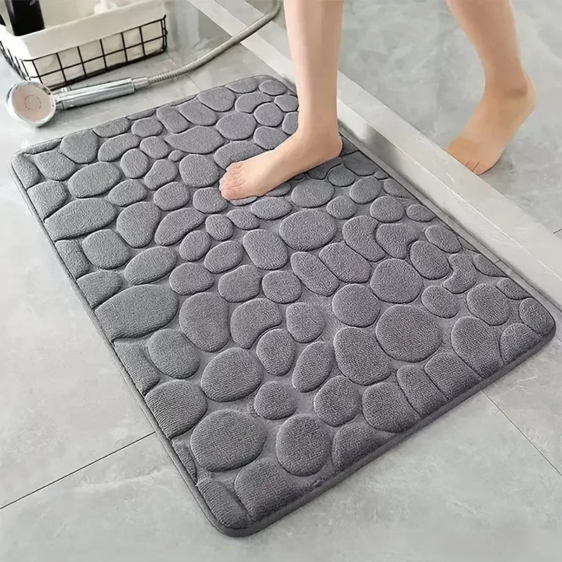 3D Non Slip Bathroom Mat Cobblestone Embossed Bath Mats Absorbent Doormat Carpet Door Floor Mats Mac