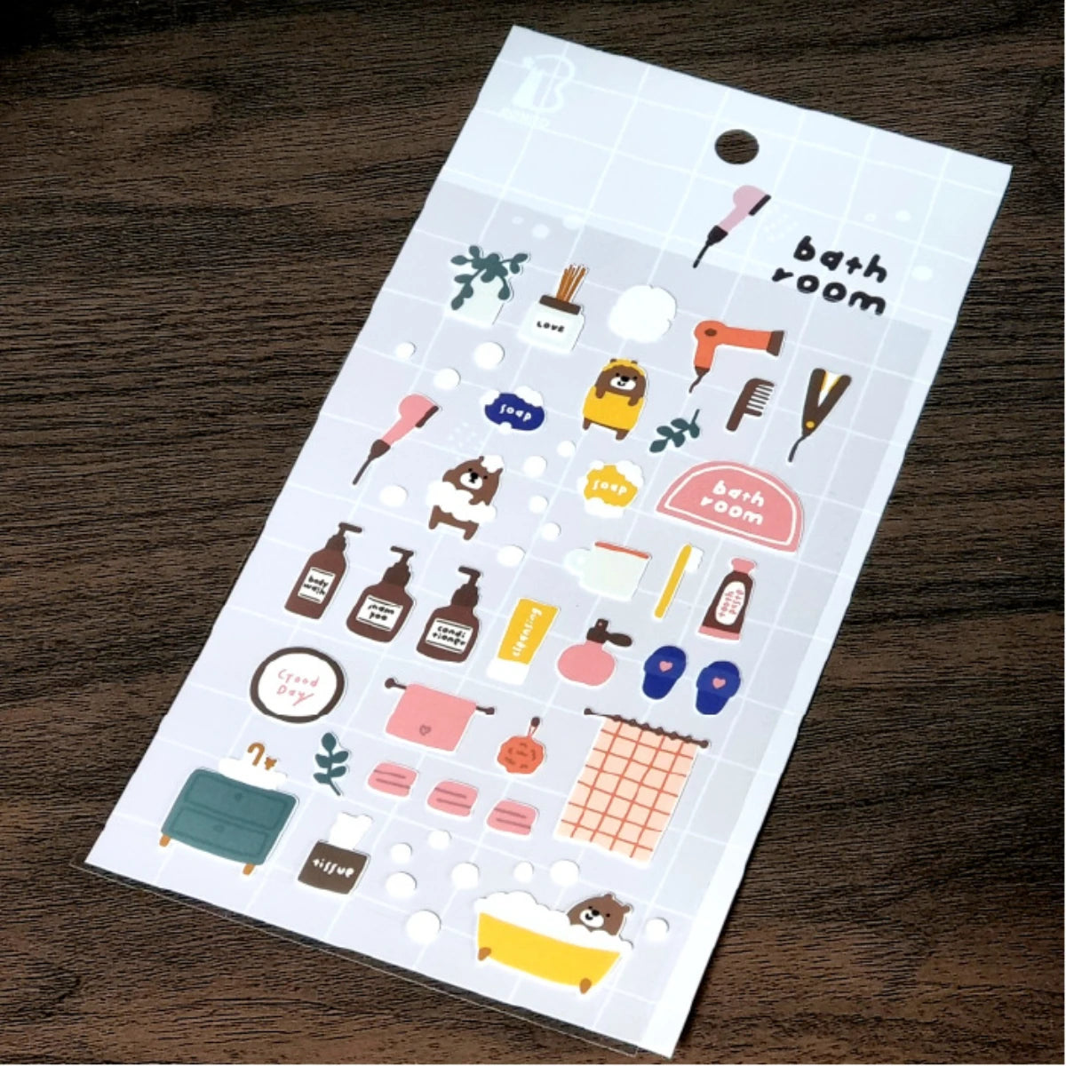 Korean Bonito Bear Bath Room Paper Stickers | Cute Stationery for DIY Scrapbooking alternate view