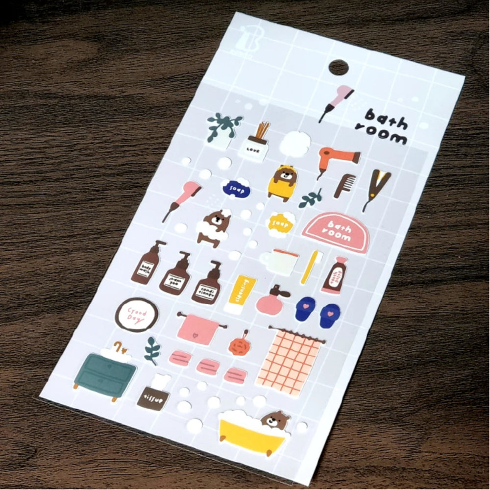 Korean Bonito Bear Bath Room Paper Stickers | Cute Stationery for DIY Scrapbooking alternate view