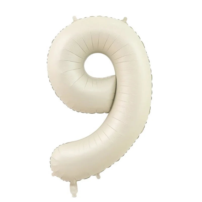Cream Foil Number Balloons 1-9 Set | Large Digital Birthday Party Decor close-up view