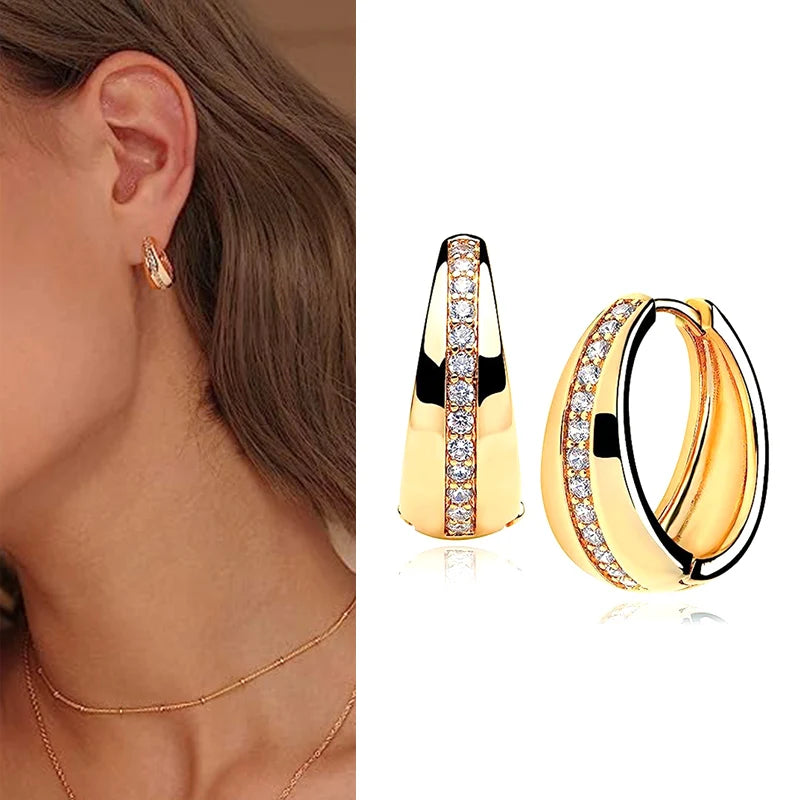 Geometric Metal Hoop Earrings for Women | Trendy Fashion Jewelry Set alternate view