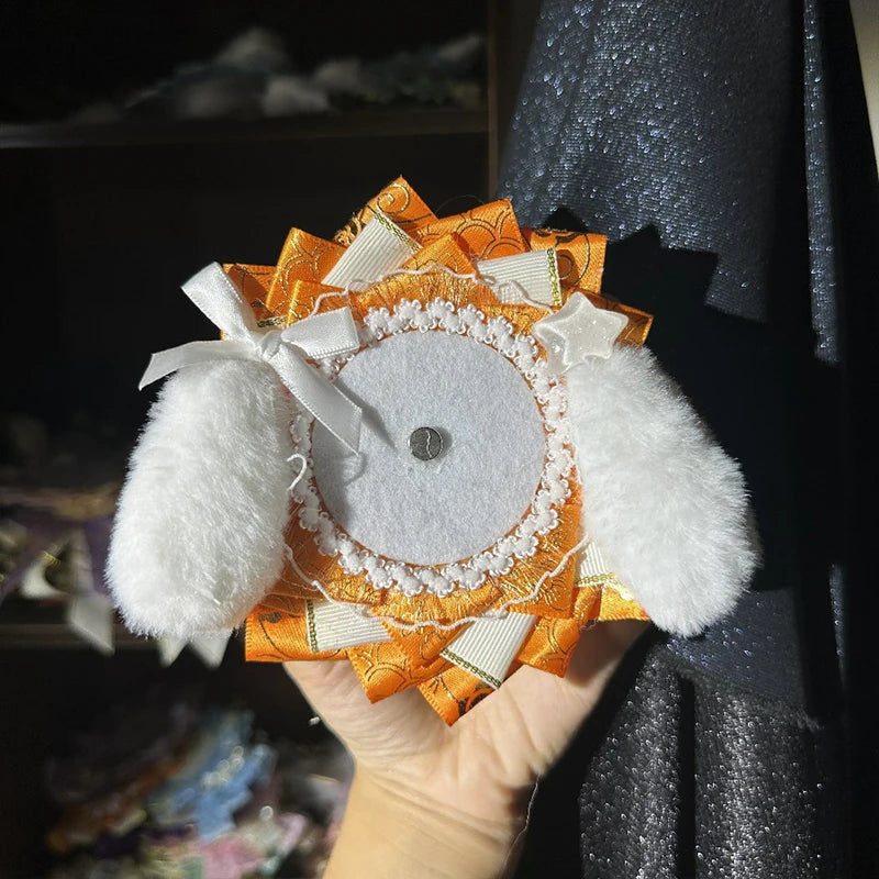 Cute Lolita Badge Base Tray with Cat Ear Handmade Badge Holders for Itabag Ornament De close-up view