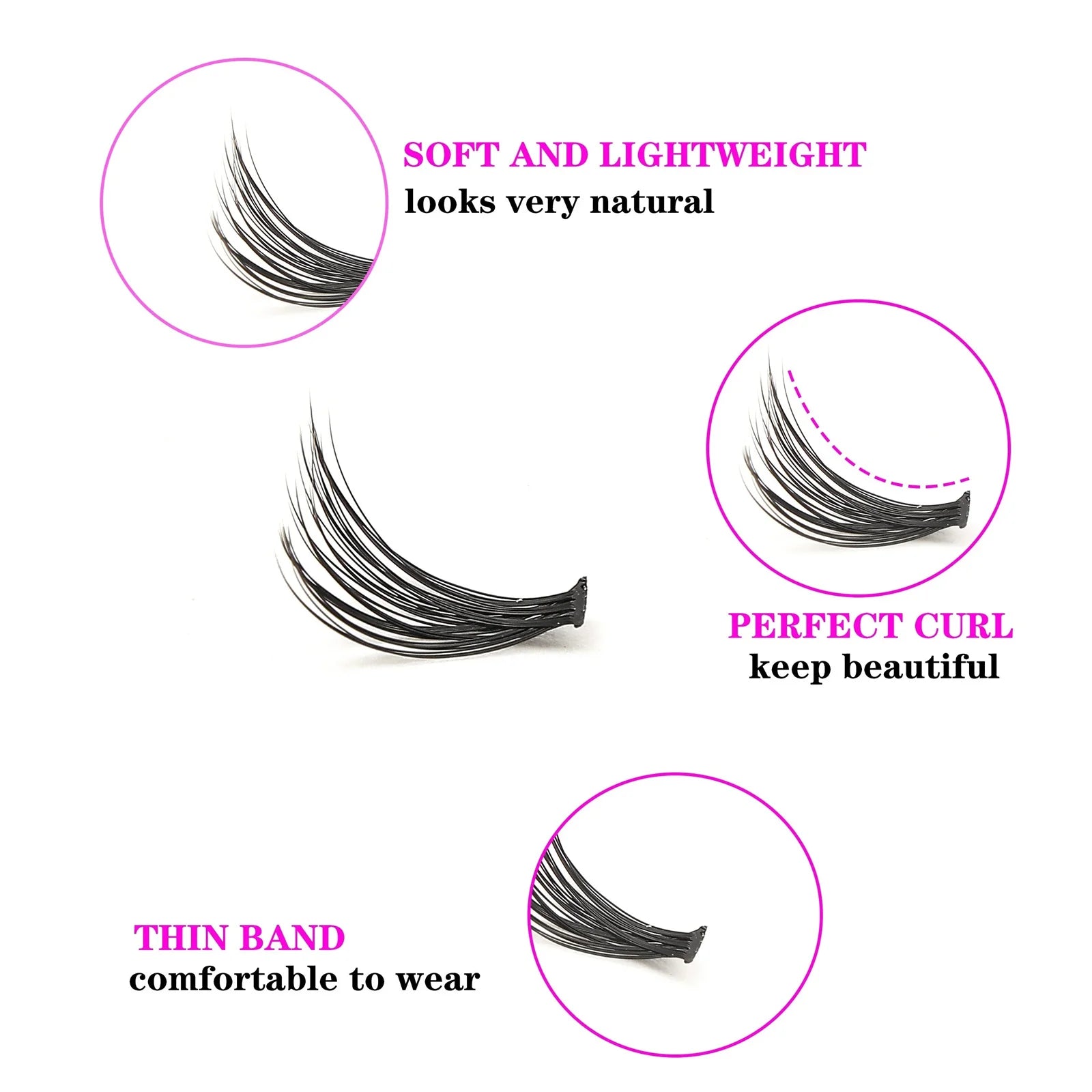 280pcs 40D Clusters False Eyelashes DIY Volume Individual Wispy Fluffy Lash Extensions f detail view