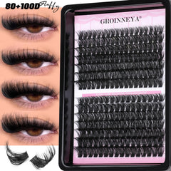 GROINNEYA Lash Clusters Wispy Eyelash Clusters Eyelash Extensions Natural Volume Lash Extensions DIY Individual Lashes Makeup