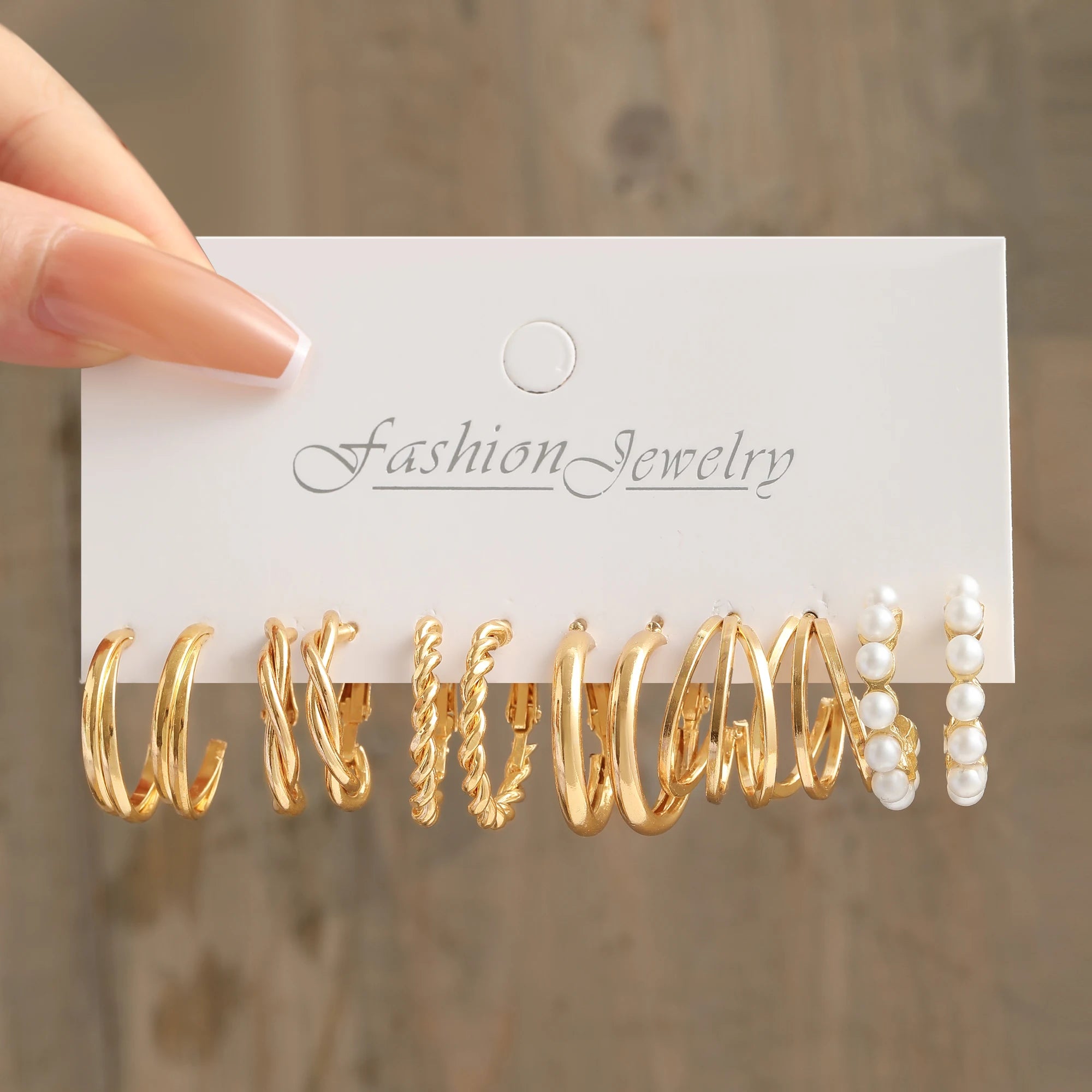 Heart Pearl Dangle Earrings Set Metal Gold Color Butterfly Locks Earrings for Women Sh close-up view