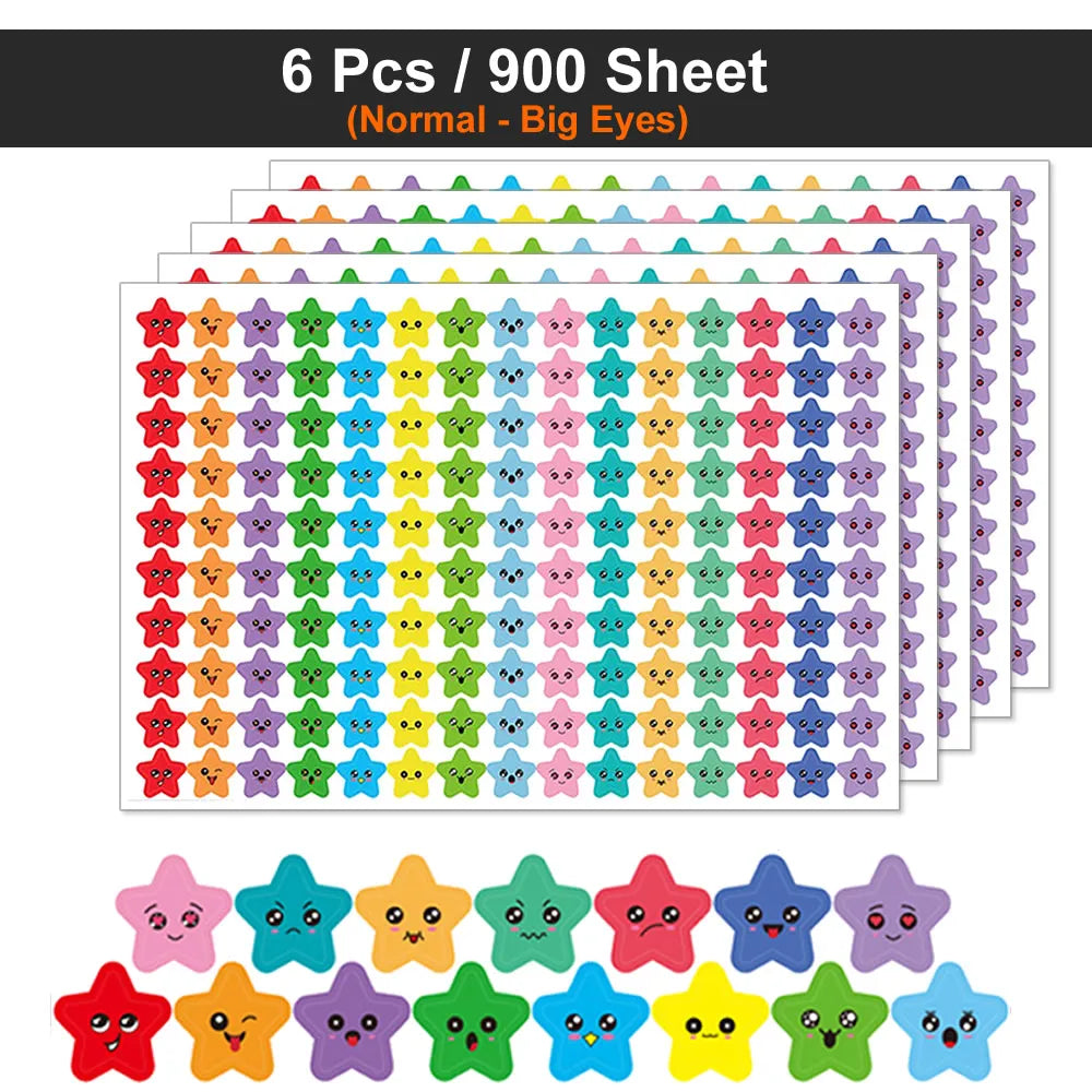 Happy Face Stars Reward Sticker Pack | 450-3000 Sheets for DIY Decor lifestyle view