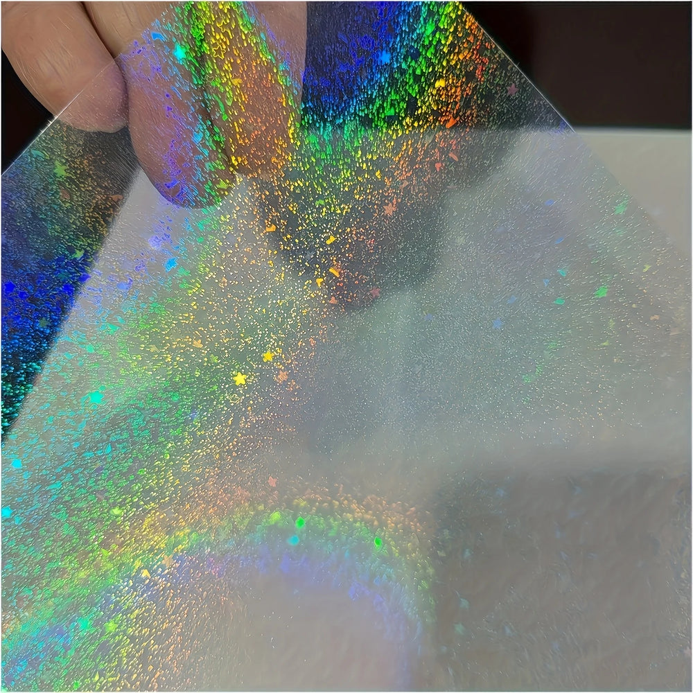 Holographic Sticker Paper Sheets | 50-Pack Glitter Clear Overlay Film for DIY Crafts close-up view