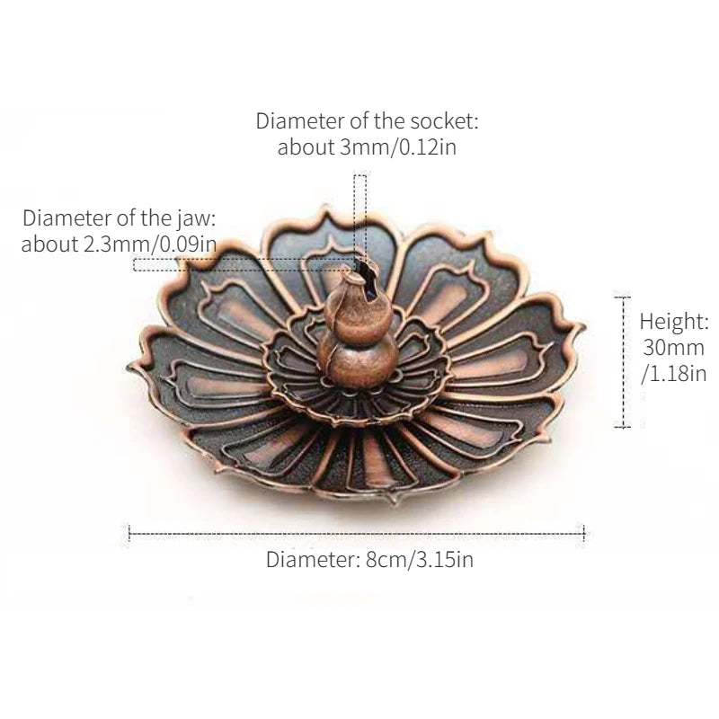Lotus Incense Burner | Metal Lotus Ash Catcher for Stick and Cone Incense alternate view