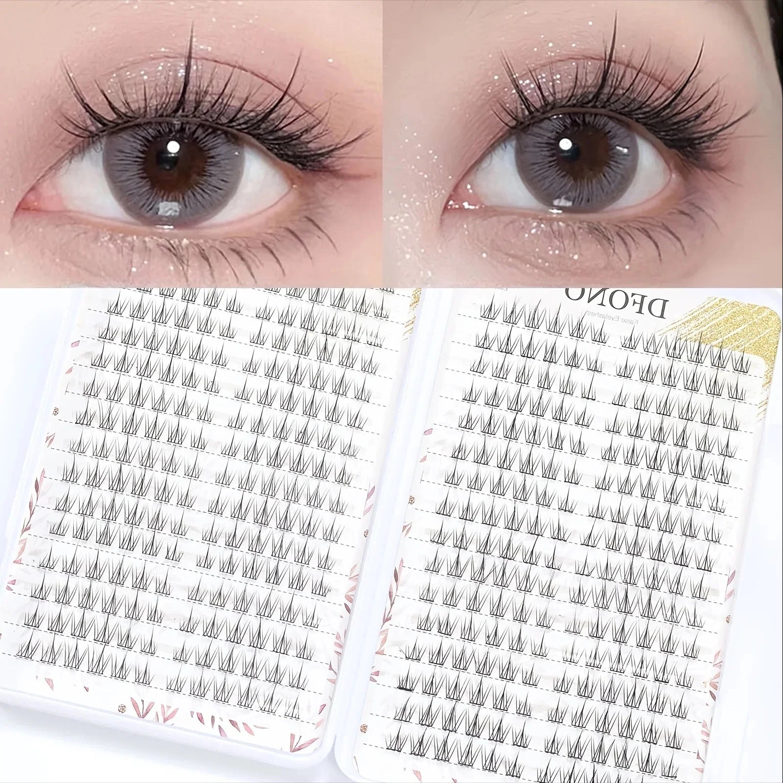 384 Sunflower DIY Eyelash Extension Kit - Large Capacity, Natural C-Shape Cluster 9-11mm, Lightweight Cartoon Style