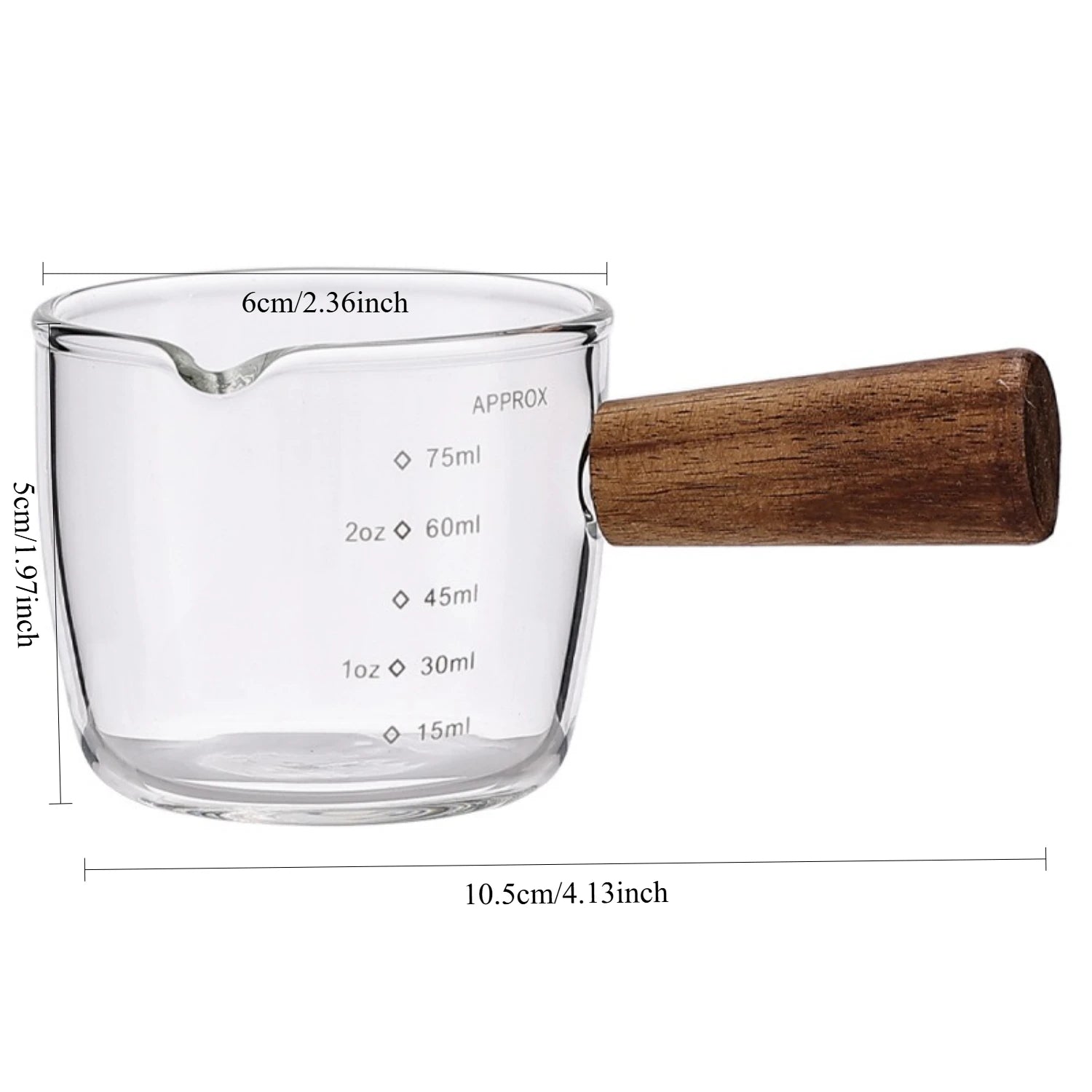 3 Oz Espresso Measuring Cup Shot Glasses Measuring Triple Pitcher Single Spout Glas additional angle