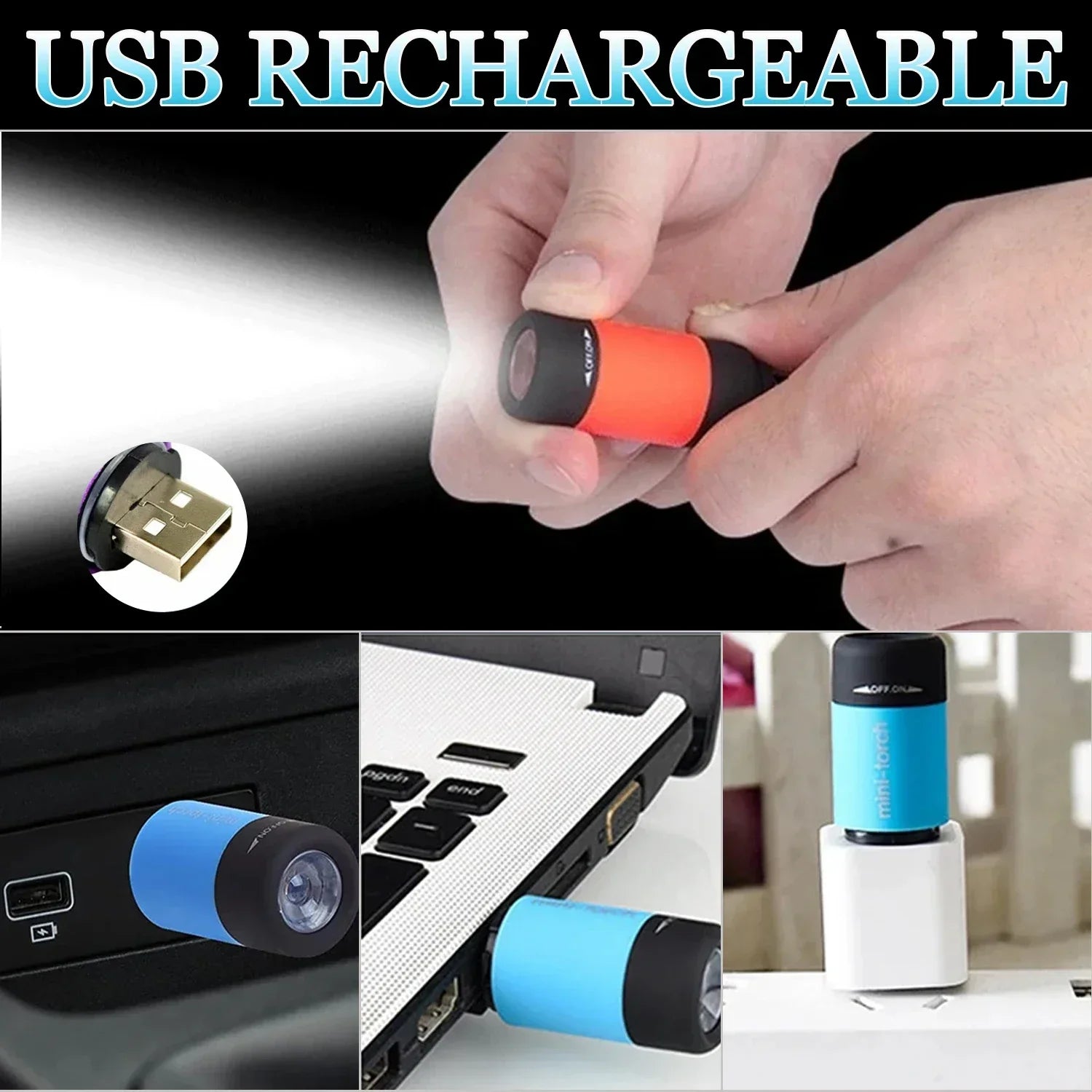 Portable Mini Flashlight Keychain Light | USB Rechargeable LED Keychain Torch lifestyle view