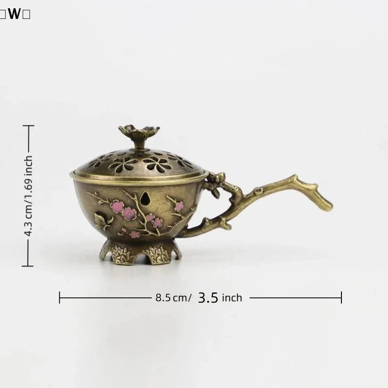 Handheld Plum Blossom Incense Burner | Retro Hollow Out Incense Stick Holder with H additional angle