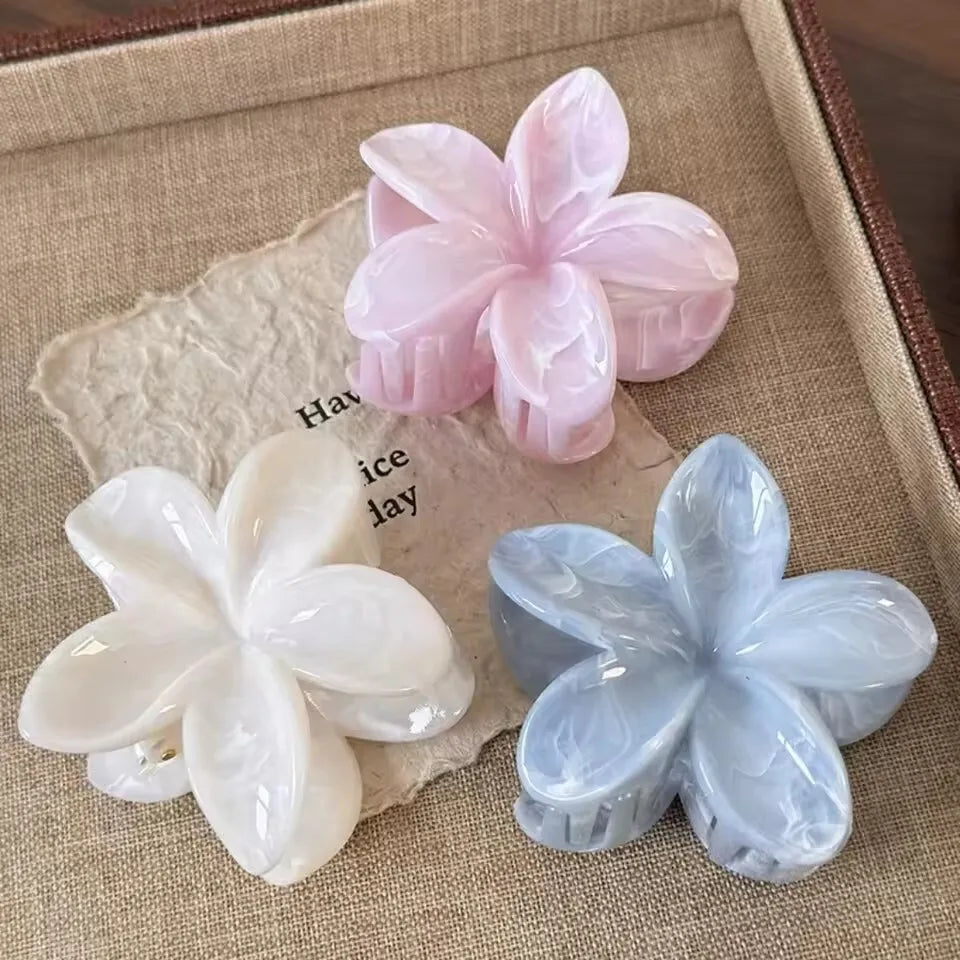 Korean Hawaiian Gradient Flower Hair Claw Clip For Women Girl Fashion Plastic Non S additional angle