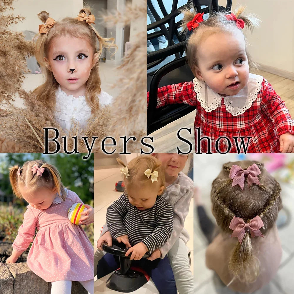 10Pcs/Set Solid Color Kids Bows Hair Clips for Baby Girls & more detail view