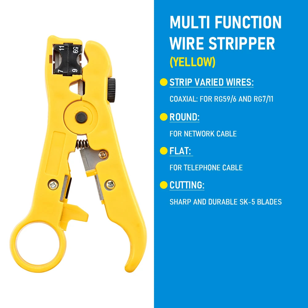 Multi-Functional Coaxial Cable Stripping Pliers | Wire Stripper Tool for UTP/STP RG59 RG detail view