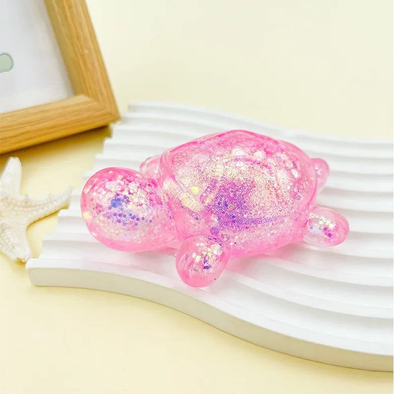 Squishy Turtle Fidget Toy | Glitter Squeeze Toy for Stress Relief lifestyle view
