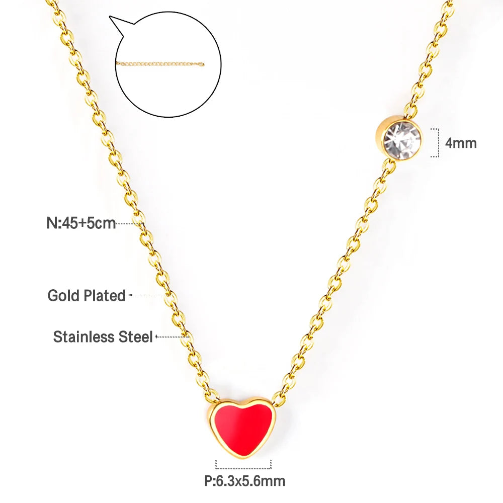 LUXUKISSKIDS Fashion Collier Simple Heart Girls Pendant Necklace Small Love Shape Sta alternate view