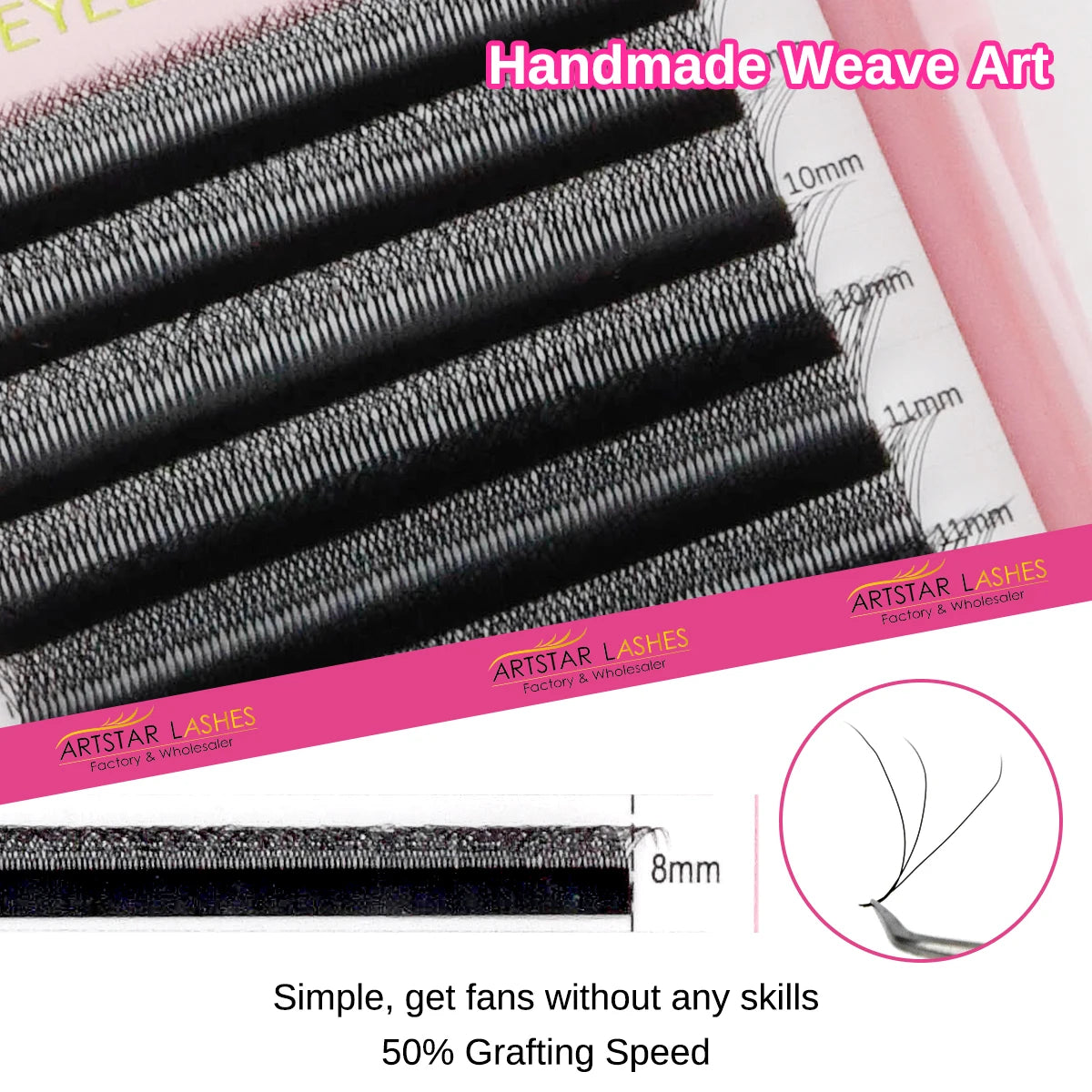 ARTSTAR W Shaped Premade Fan Eyelash Extensions | 3D 4D 5D 6D Volume Lashes detail view