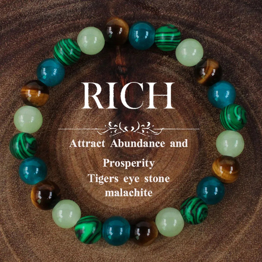Rich Money Bracelet Women Tiki Bohemian Natural Stone Tiger Eye Stone Bangles Trendy Holiday Teacher