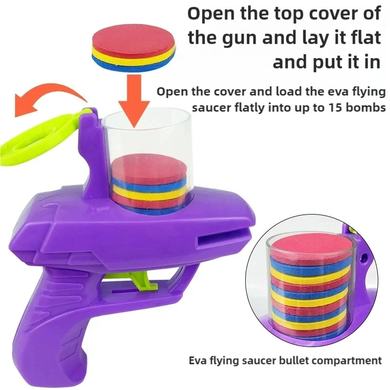 1pc Foam Disc Launcher Flying Disc Handheld Shooter Indoor Shooting Game Outdoor Backyar detail view
