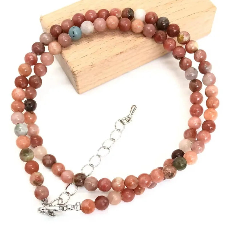 2025 Natural Stone Crystal Choker Necklace | 4mm Bohemian Adjustable Choker lifestyle view