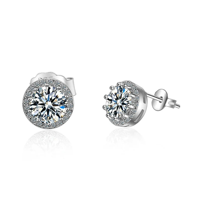 New 925 Sterling Silver 2ct Moissanite Earrings for Women Exquisite Student Girlfri additional angle