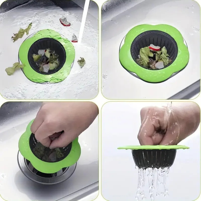 2PCS Silicone Kitchen Sink Strainer Anti-Clog Drain Filter Net Stopper for 4.5 Inch D lifestyle view