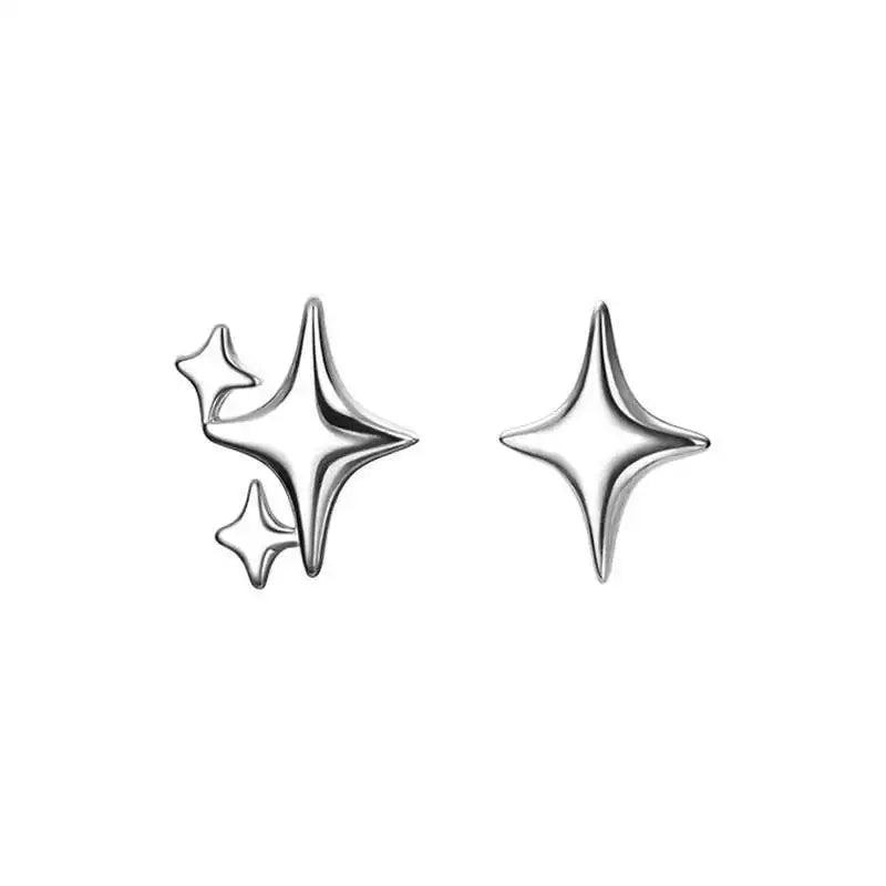 VENTFILLE Gold Star Stud Earrings | Asymmetrical 925 Silver Fashion Jewelry for Wom additional angle