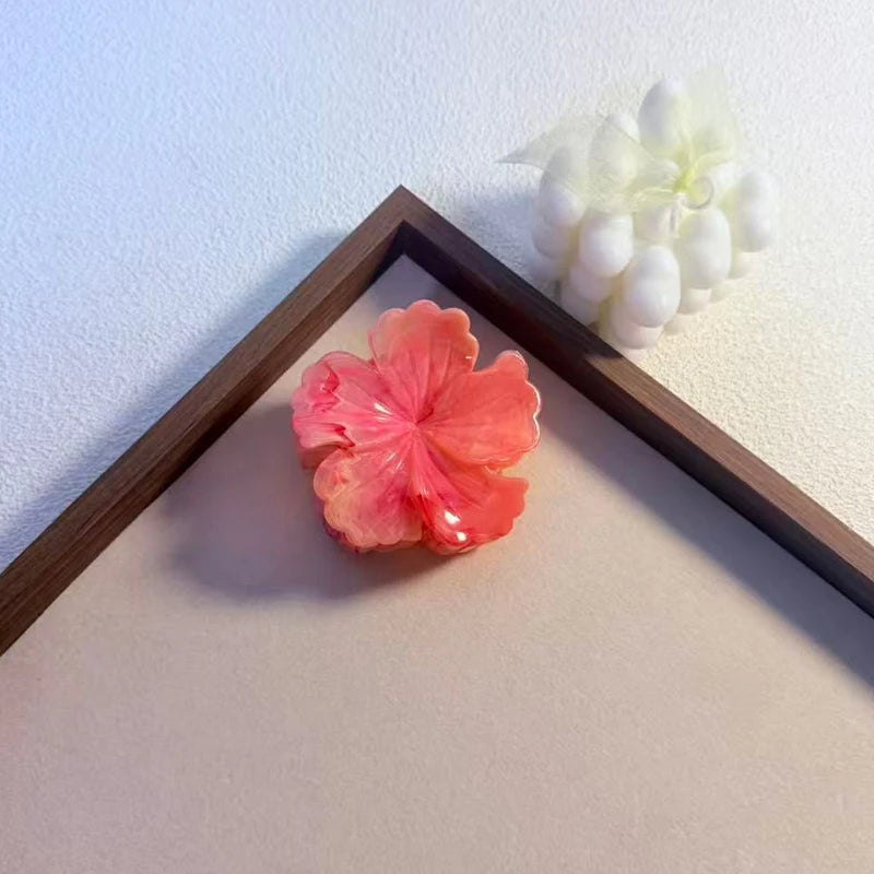 1/6pcs Rendering Colorful Flower Hair Clip for Woman Elegant Korean Style Shark Clip Fashion Girl's Ponytail Clip Hair Clamp