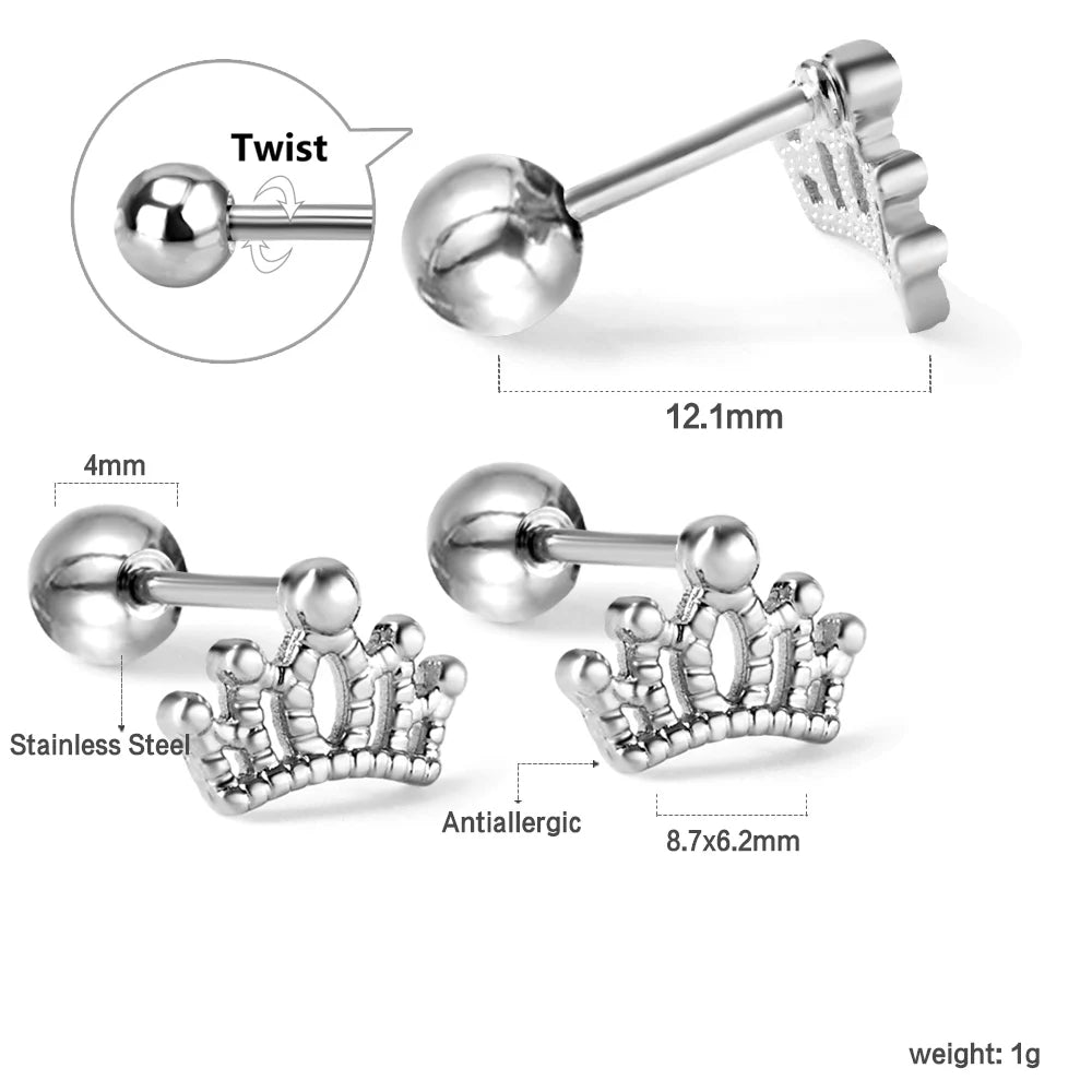 LUXUSTEEL Mini Cute Stainless Steel Stud Earrings Women Girls Heart Butterfly Rabbit Hel detail view