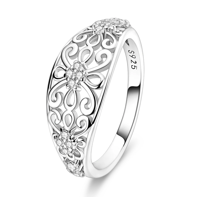 Daisy 925 Sterling Silver Wedding Ring | Sparkling Zircon Engagement Jewelry alternate view