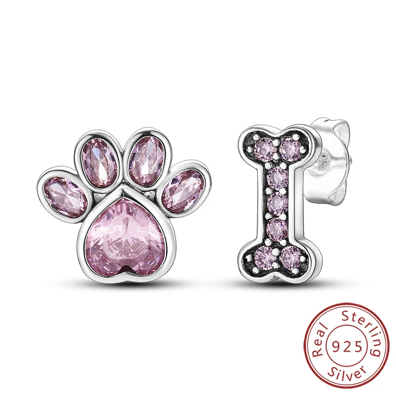 925 Stainless Steel Stud Earrings For Women Girls Simple Flower Bow Star Moon Zirco additional angle