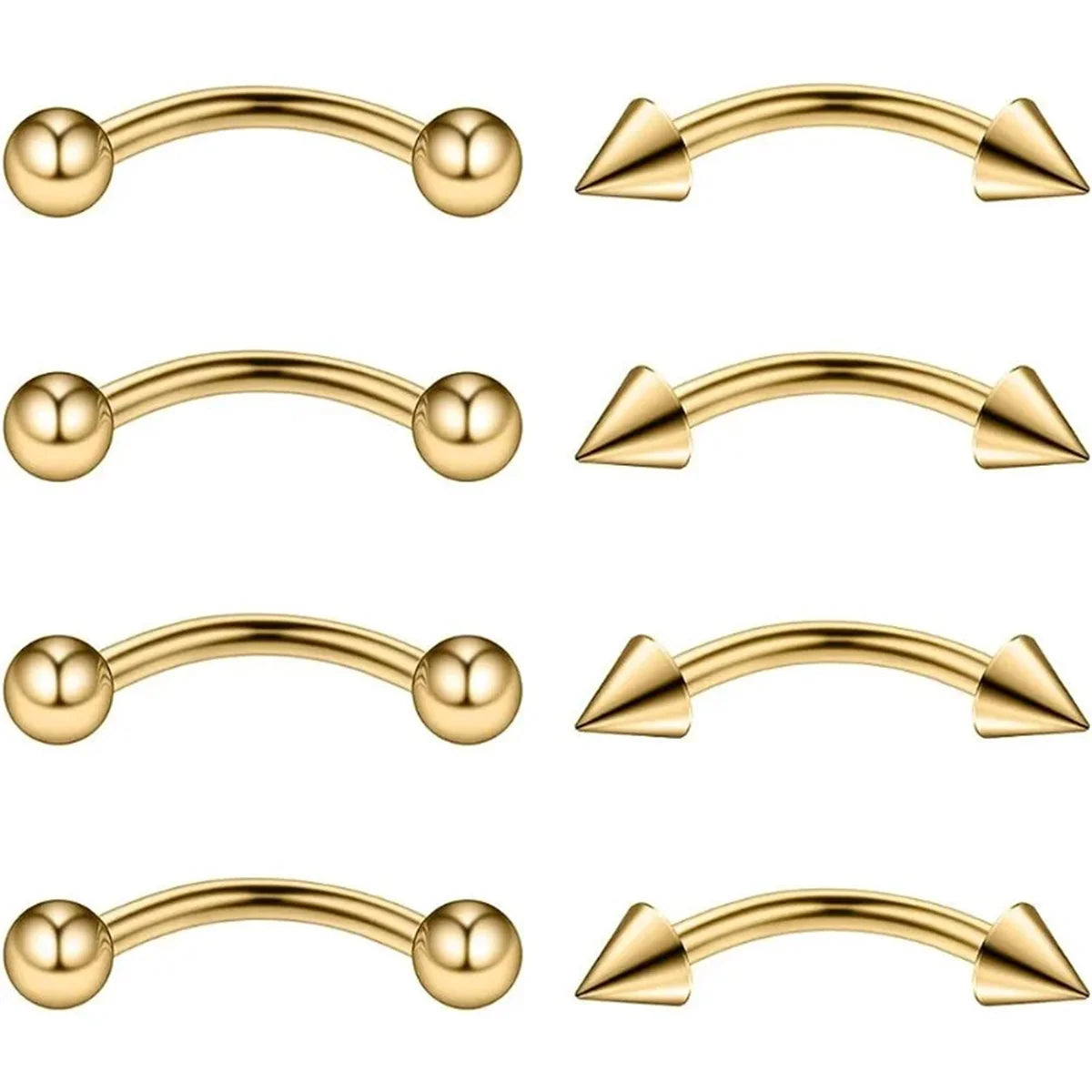 8Pcs 16G Fashion Stainless Steel Curved Barbell Rook Eyebrow Rings ,CZ Belly Lip Ring lifestyle view