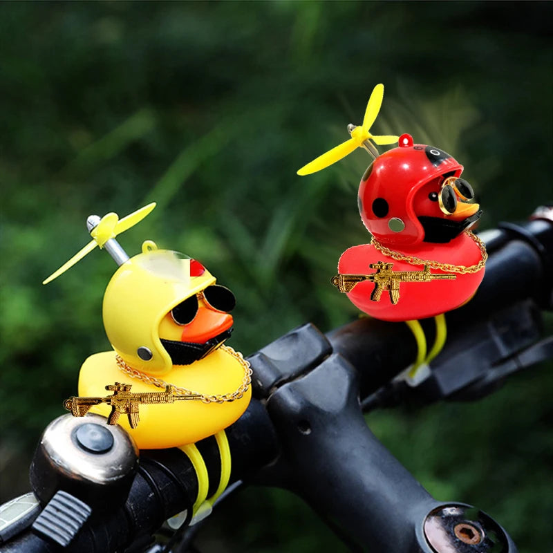 Motor Accessories Yellow Duck with Helmet for Bike Without Lights Auto Car Accessor additional angle