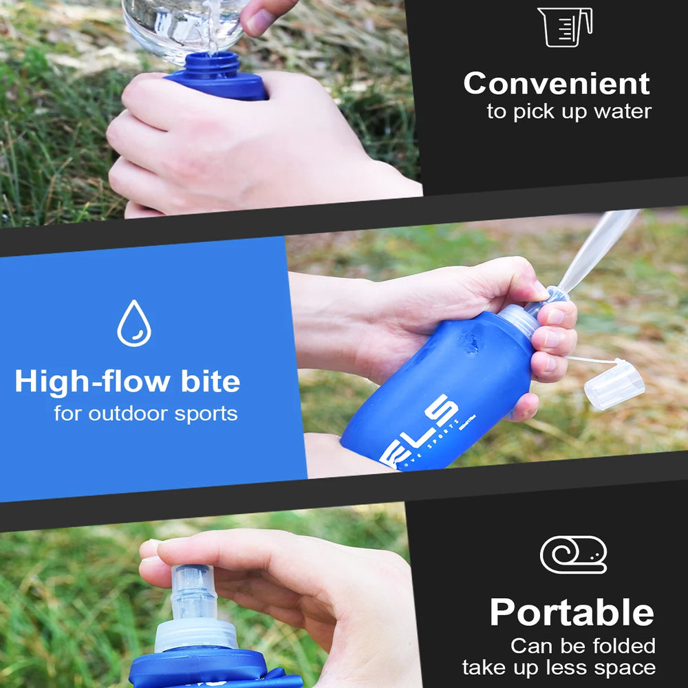 WRELS Camping Soft Water Bottle Drinking Sport Folding Bag Flask Outdoor Running Hy additional angle