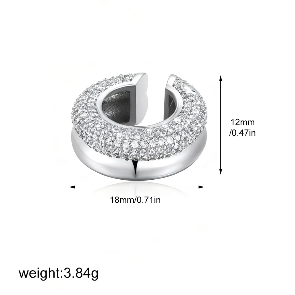 Unique Design Gold Silver Mix Color Geometric Clip Earring Cuff Stainless Steel Square close-up view
