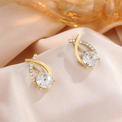 Fashion Cross Stud Earrings For Women Girls Korean Style Elegant Crystal Jewelry Ear Rings Fishtail Lady Earrings Gift