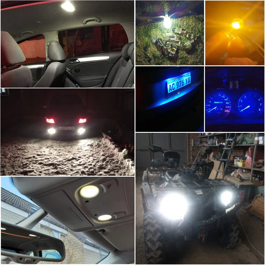 2/10pcs W5W 194 T10 Glass Housing Cob LED Car bulb 3000K 6000K White Blue Red Wedge additional angle