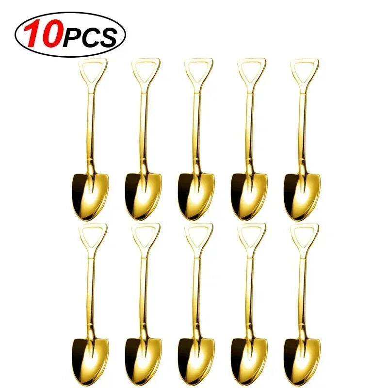Stainless Steel Dessert Spoon Set | Shaped Spade Scoop for Ice Cream and Fruit additional angle