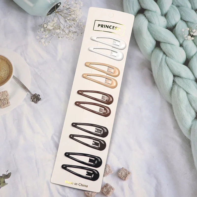 10Pcs Black Coffee Color Barrettes Women Snap Hair Clips Girls Hair Accessories Geometri detail view