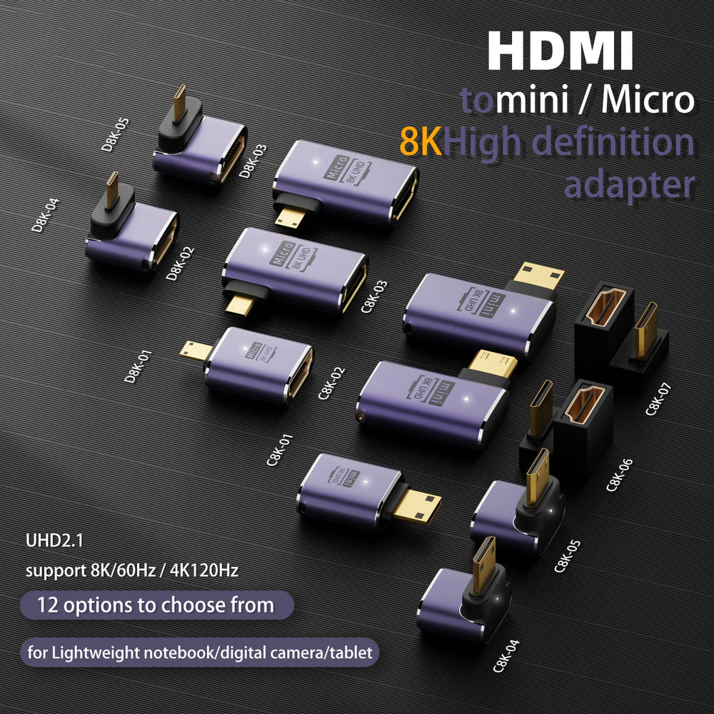 NNBILI HDMI 2.1 Cable Adapter | Mini Micro HDMI to HDMI Converter 48Gbps 8K@60Hz alternate view