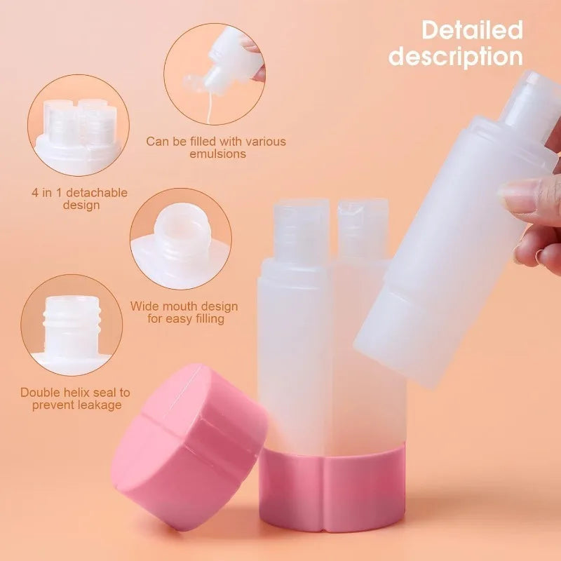 4-in-1 Leak-Proof Bottle 4 * 60ml for Travel Gym Camping Carry-On Travel Size Toiletries detail view